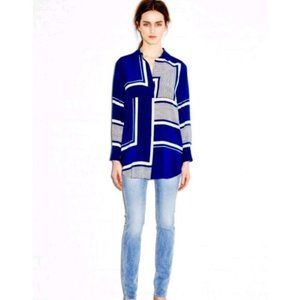 Anthropologie MIH silk geometric print button down